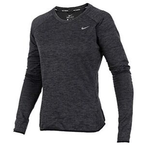 NIKE Gray Black Tech Fleece Waffle Knit Dri-Fit Running Long Sleeve Top Size XS